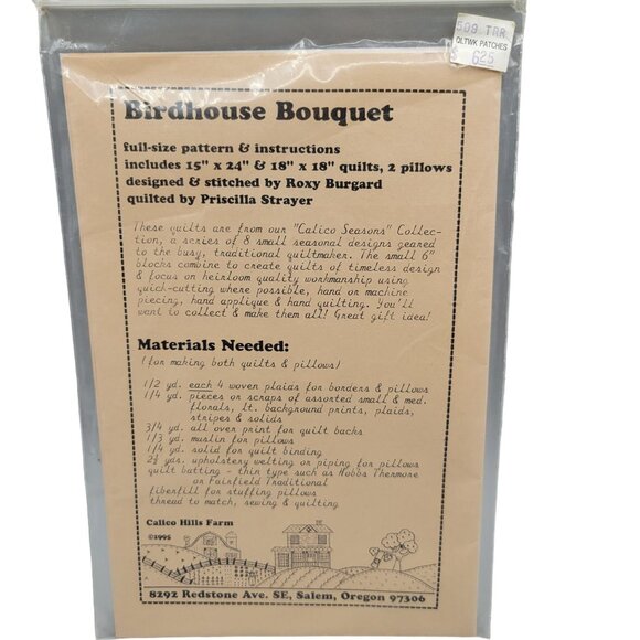 Birdhouse Bouquet Quilt Pattern Calico Seasons Collection Calico Farms - Picture 2 of 2